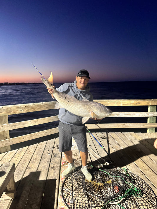 45 inch citation red drum caught with Elite Angler Rigs 1 inch drum rig at sunset